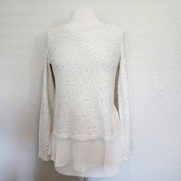Alfani Cream Sweater w/Sequins Size MP - Picture 1 of 10